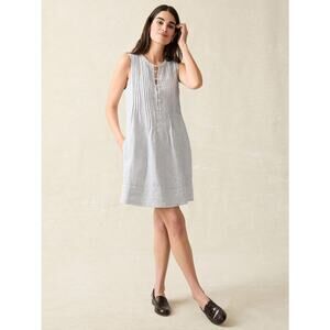 Faherty Women's Blue Mini Stripe Isha Dress L